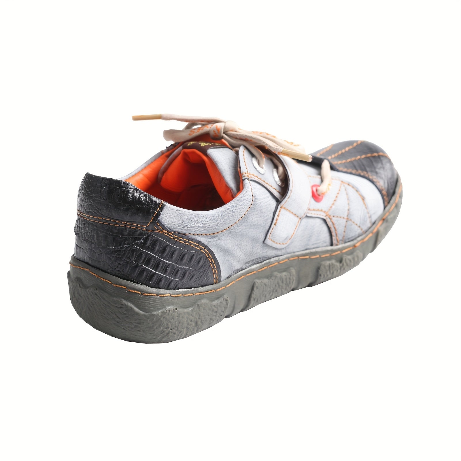 Women's Retro Lace-Up Sneakers Casual Breathable Slip-Resistant Black and Orange