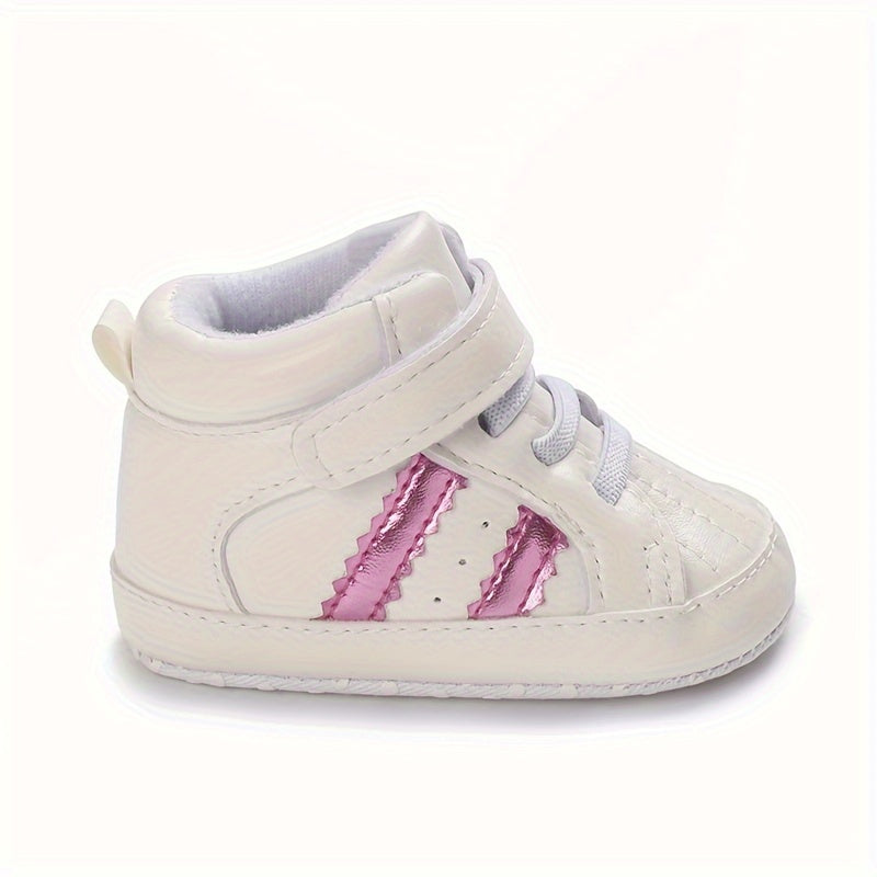 Newborn Toddler Boy's Striped PU Canvas Casual Shoes for First Steps and Crawling