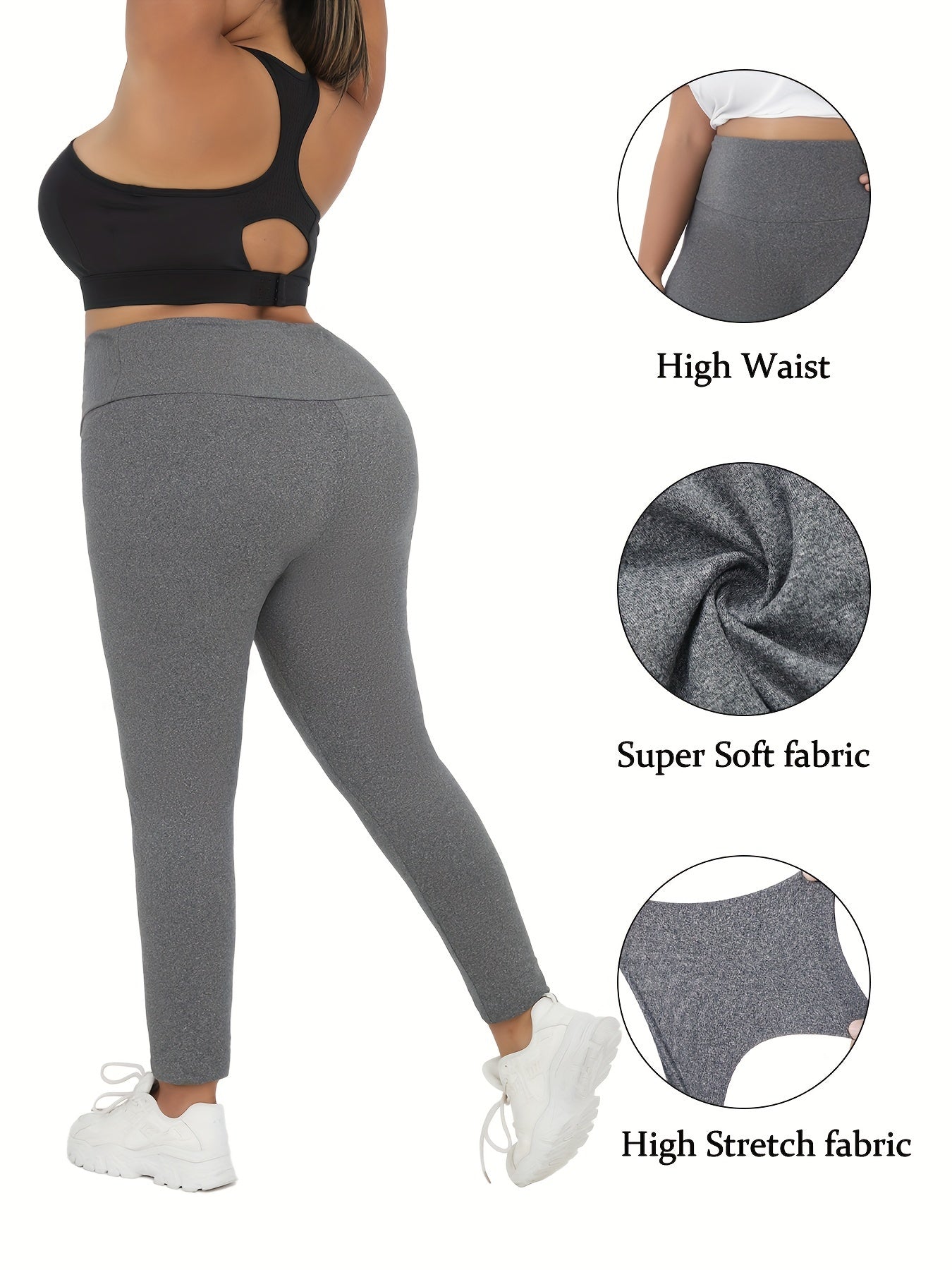 Women's Plus Size High Waisted Tummy Control Leggings for Yoga and Workout