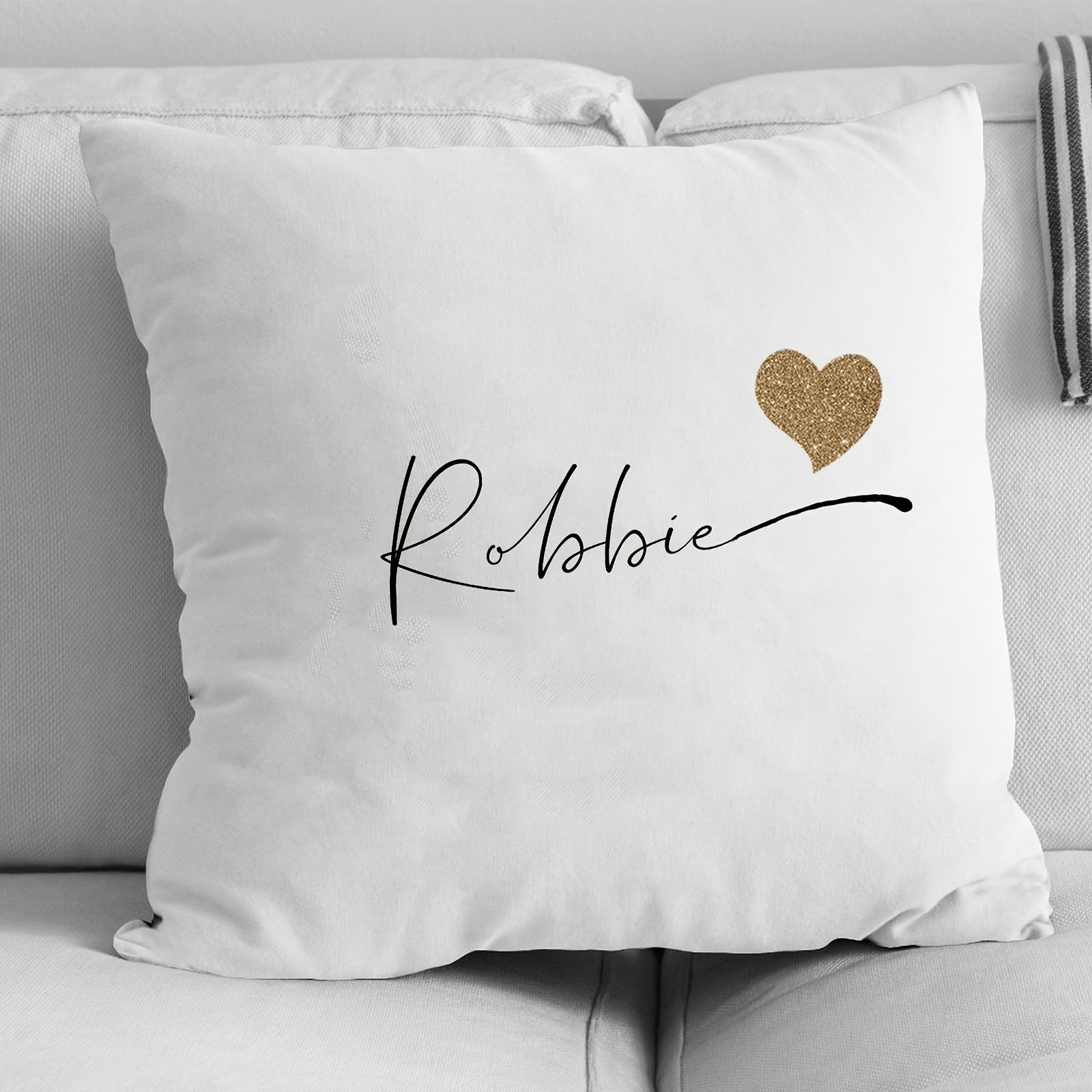 Personalized Velvet Pillowcase with Heart Pattern and Name for Nursery or Home Decor