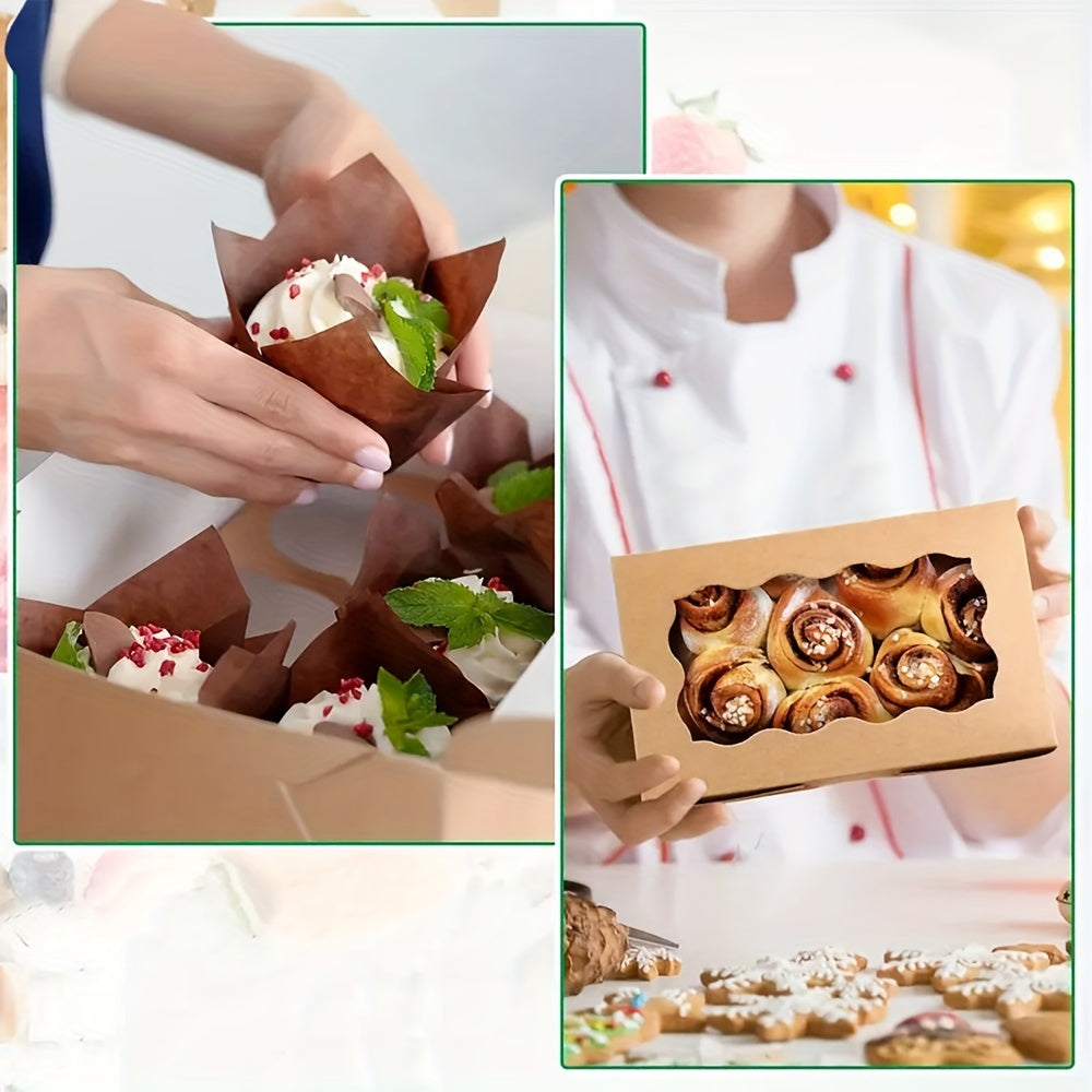 Set of 20 Clear Window Bakery Boxes for Cookies Cupcakes Bread Takeaway