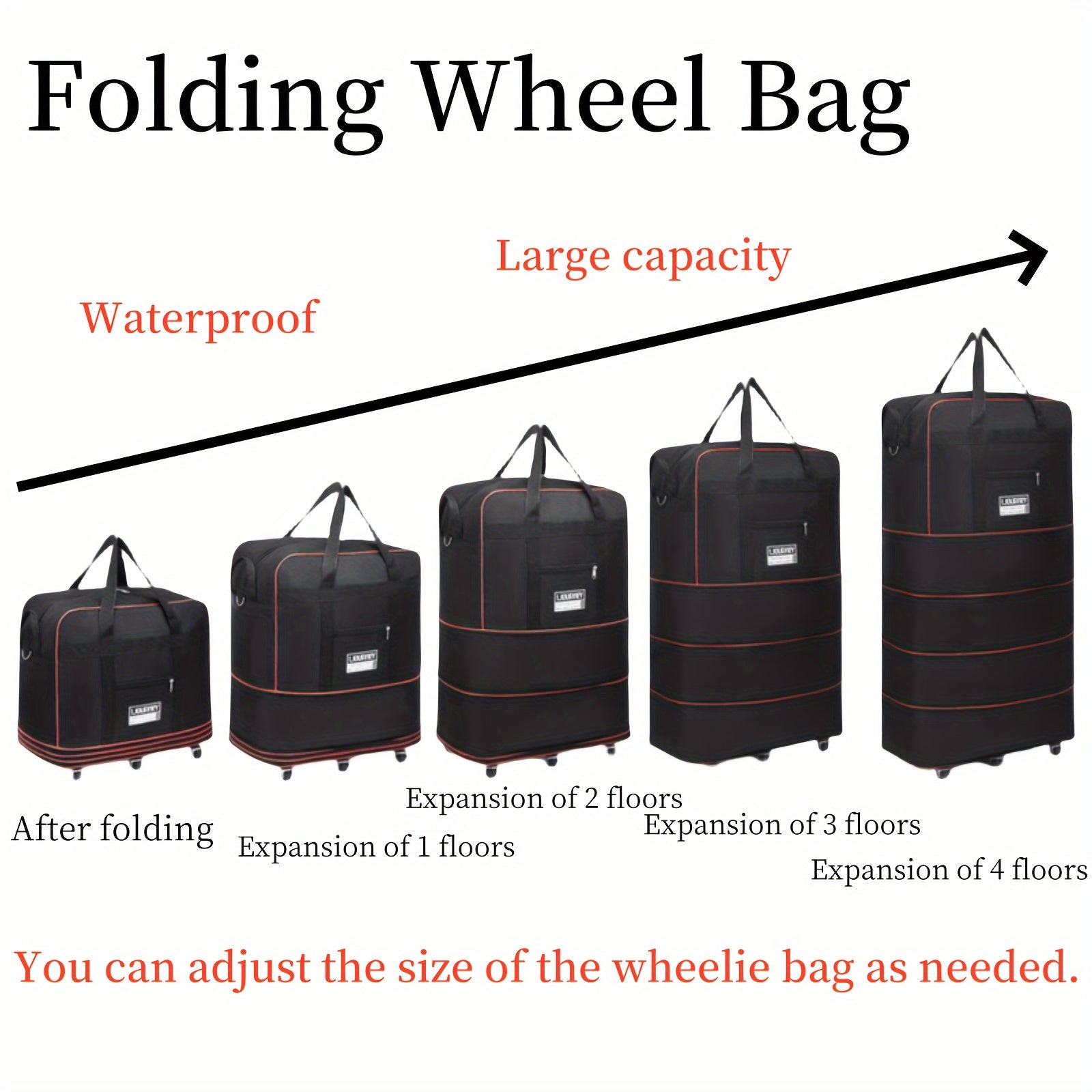 Large Capacity Expandable Wheeled Travel Bag with Anti-Static Spinner Wheels and Oxford Cloth