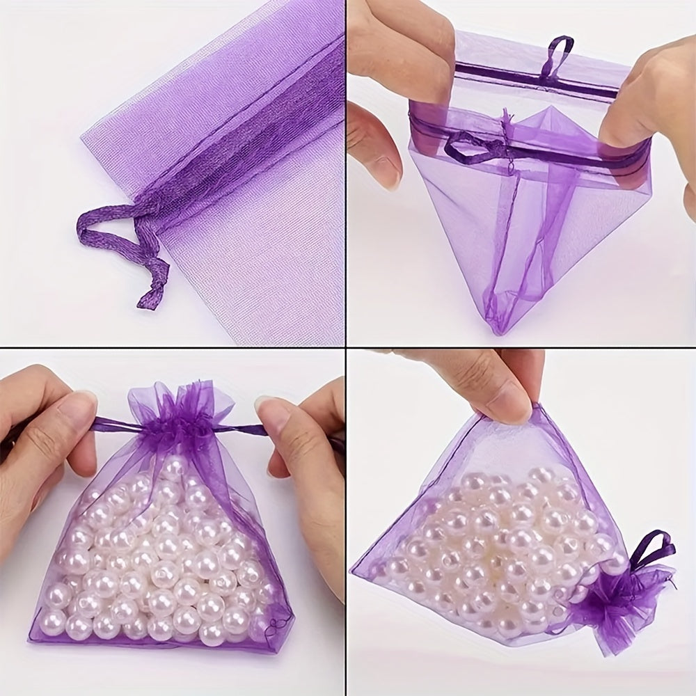 Turli xil binafsha organza sovgʻa zargarlik buyumlari chizilgan sumkalar 50 dona