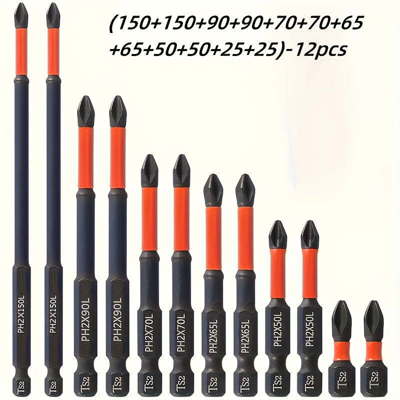 6Pcs Magnetic Anti-Slip Drill Bits S2 Steel 1/4 Inch Hex Set