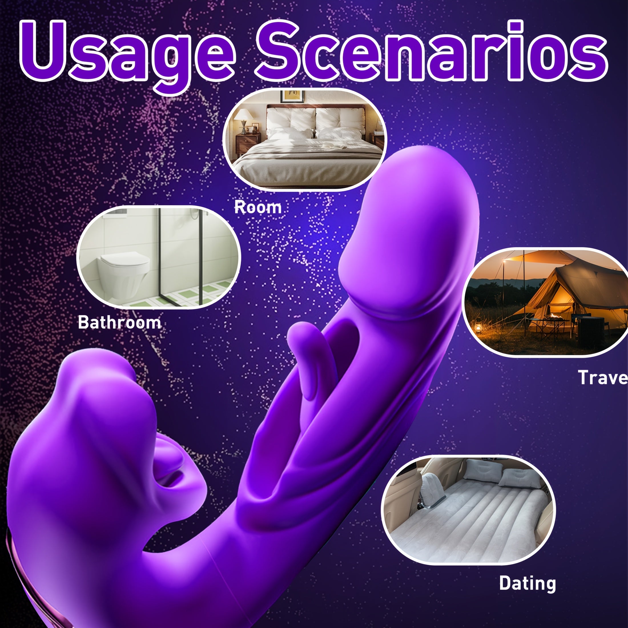 Women's Purple 4-in-1 Vibrating Clitoral Stimulator with 7 Modes