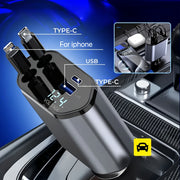 4-в-1 выдвижное автомобильное зарядное устройство с вращением на 180° и портом USB-C