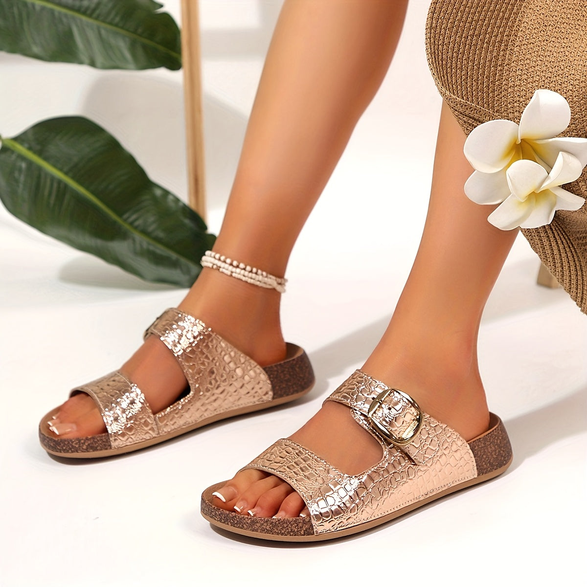 Women's Summer Sandals Moire Pattern Open Toe Mary-Jane Low Heel