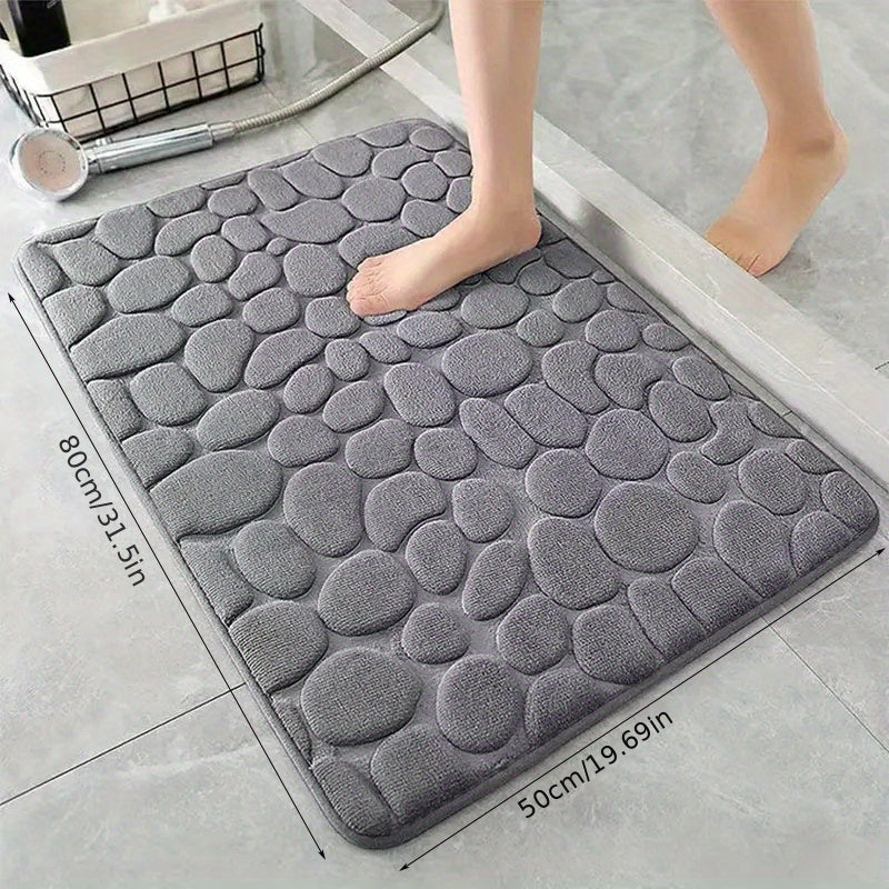 Alfombra de baño de espuma viscoelástica con relieve, antideslizante y lavable para baño, cocina y lavandería