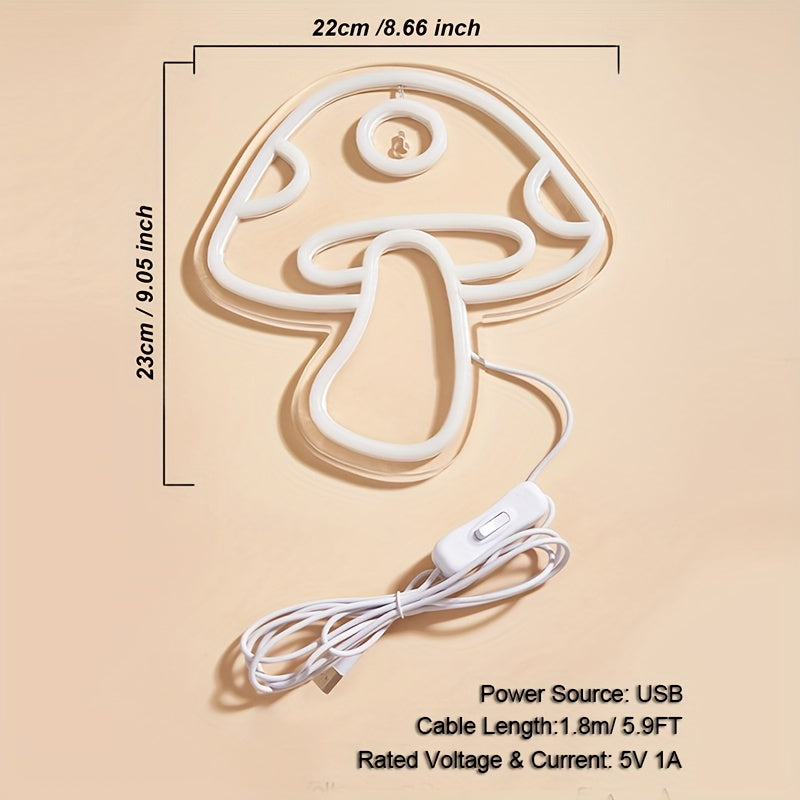 Mushroom-Shaped LED Neon Sign for Bedroom Decor Parties Weddings Holidays