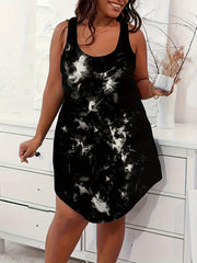 Women's Plus Size Slip Dress Abstract Print Stretch Polyester Casual Summer Fall