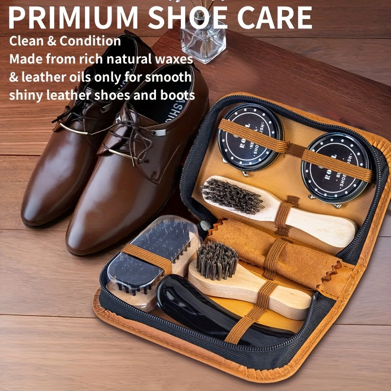 Shoe Cleaning Kit Set Leather Shoe Polish Brush Bag For Shoes & Bags
