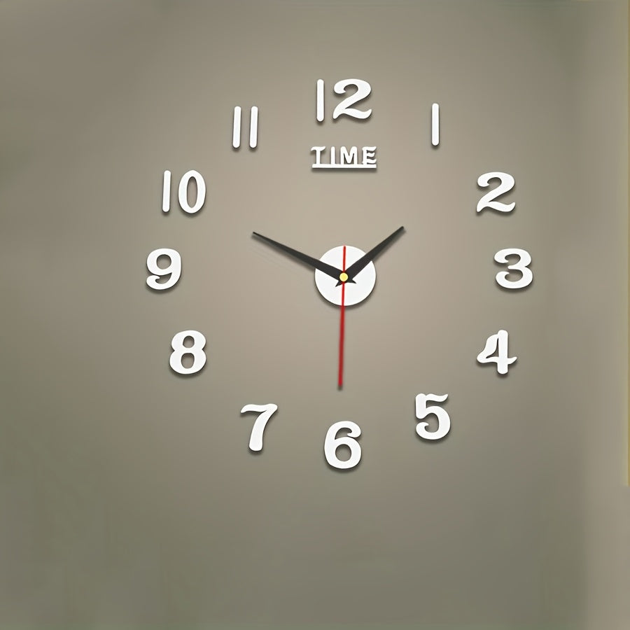 36V Battery Operated Wall Clock Sticker Acrylic Black Modern Silent Home Decor