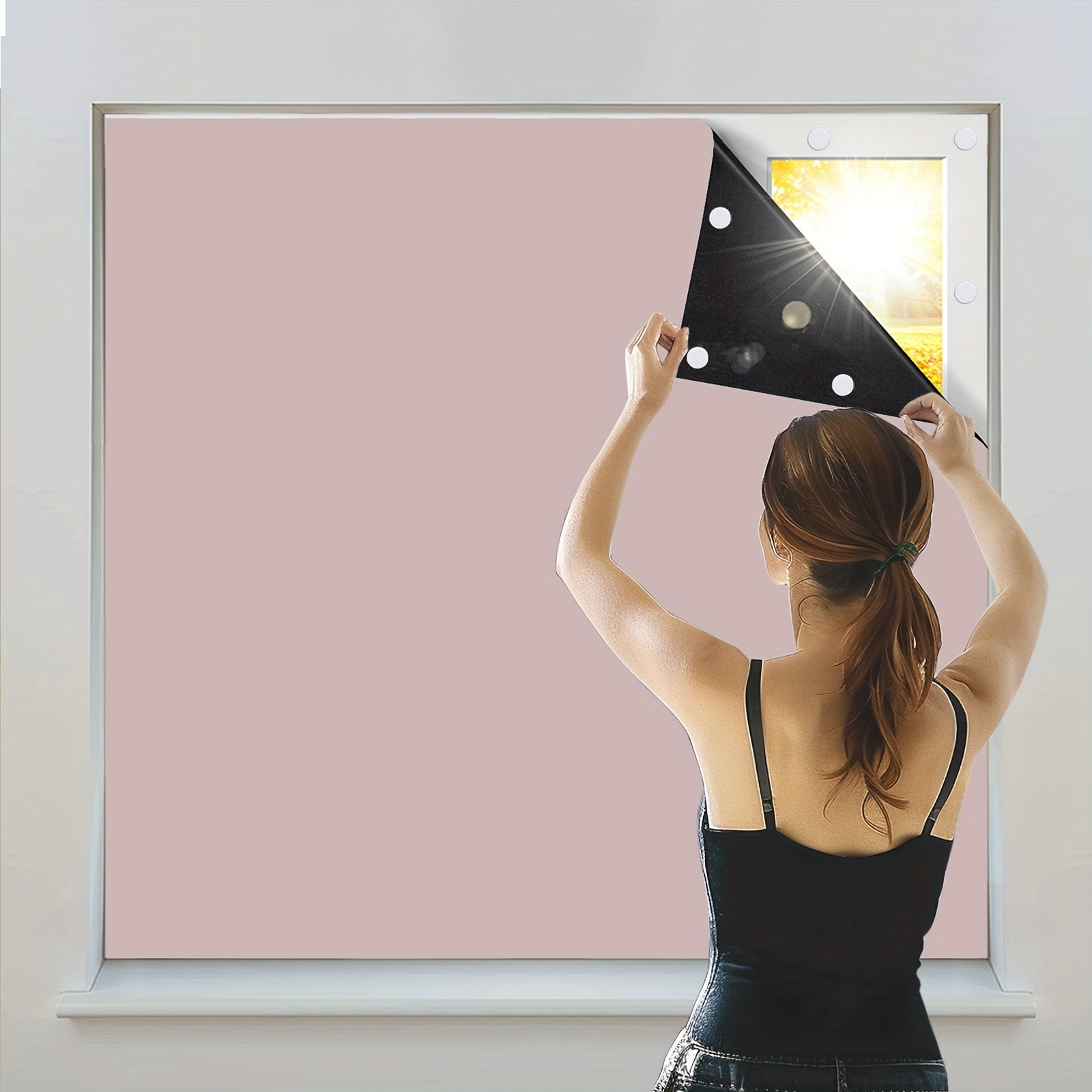 Blackout Curtains Set for Windows Portable Room Darkening Blinds for Bedroom Living Room