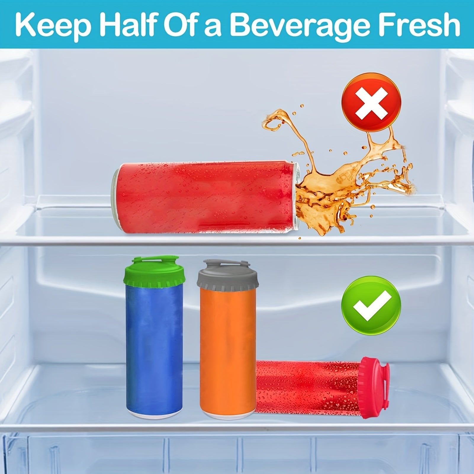 Set of 6 Silicone Can Lids Reusable BPA-Free Covers for Soft Drinks and Juice