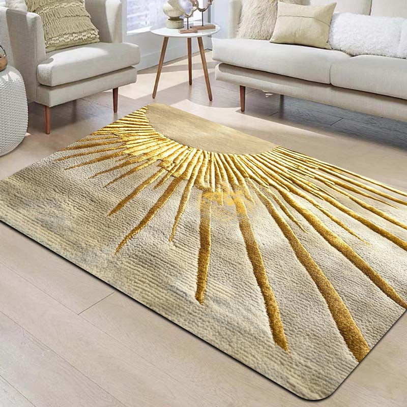 Rectangular Sunburst Entrance Mat Indoor Rug Soft Thick Sponge Machine Washable Polyester