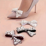 Women Rhinestone Bowknot Shoe Clips Detachable Decor