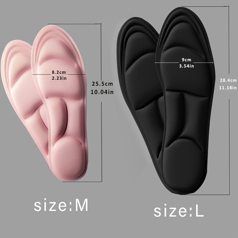 Unisex 5D Memory Foam Shoe Insoles, Breathable, Wear-Resistant, Adjustable