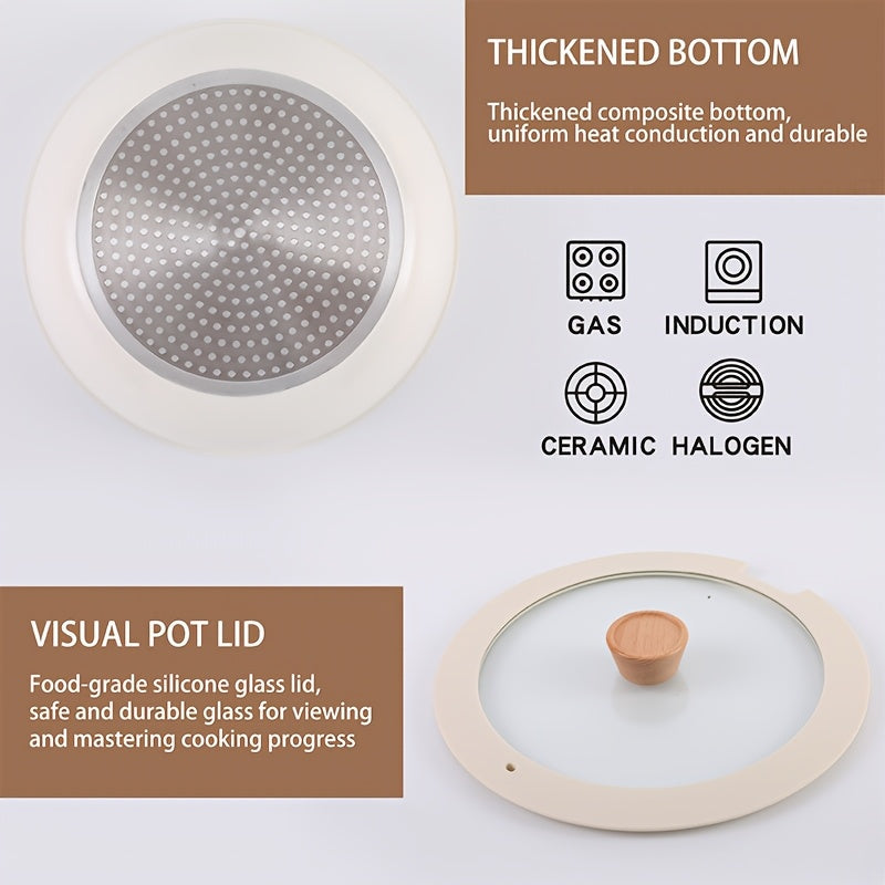 Non-Stick Aluminum Cookware Set with Removable Handle, Stackable, Glass Lids