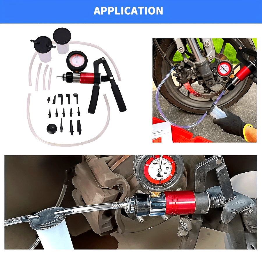 22 dona Qoʻlda vakuum pompasi bilan tormoz suyuqligini almashtirish uchun asboblar toʻplami, suyuqlikni chiqarish quroli bilan