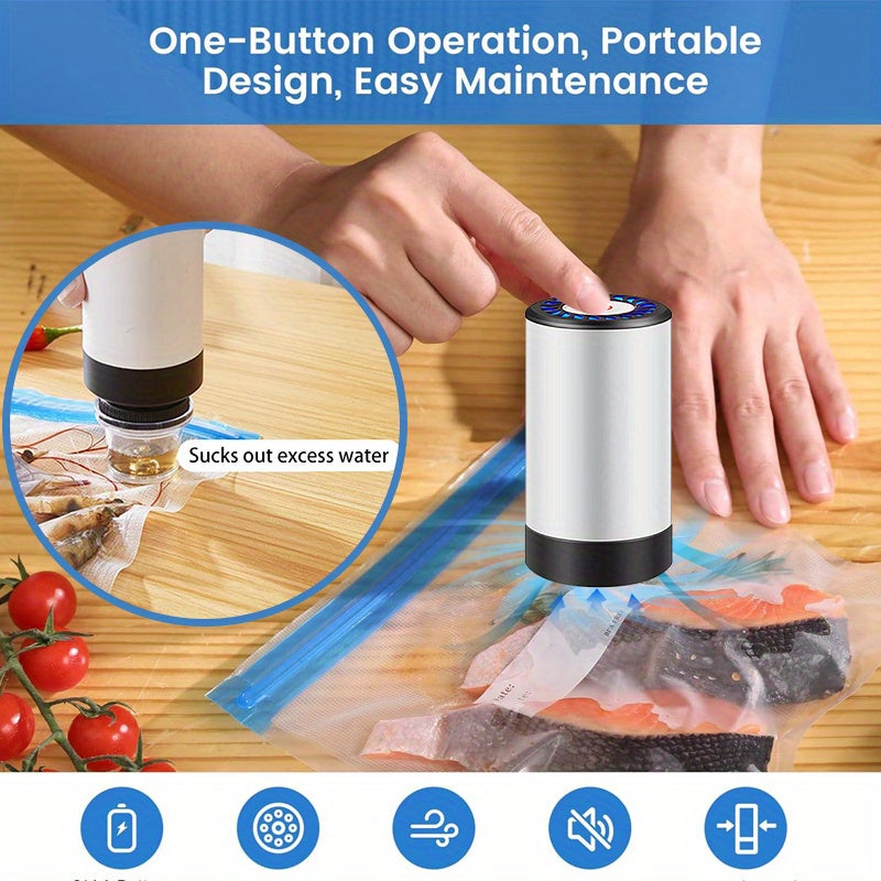 Rechargeable Handheld Food Vacuum Sealer with 3 Sizes of Bags Portable for Fruits Vegetables