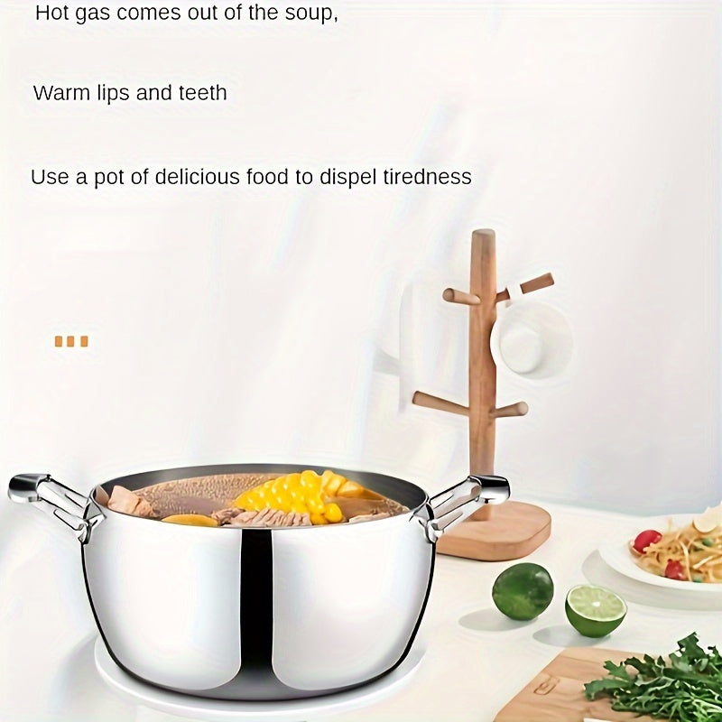 Durable 304 Stainless Steel Soup Pot for Gas Stovetops No Electricity Needed