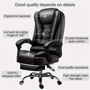 Adjustable Executive Office Chair with Ergonomic Design Cushioned Armrests Wooden Base
