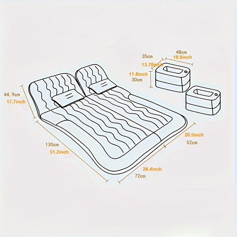 3-in-1 Car Air Mattress with Electric Pump Support Pillars and Pillows for SUV MPV Camping