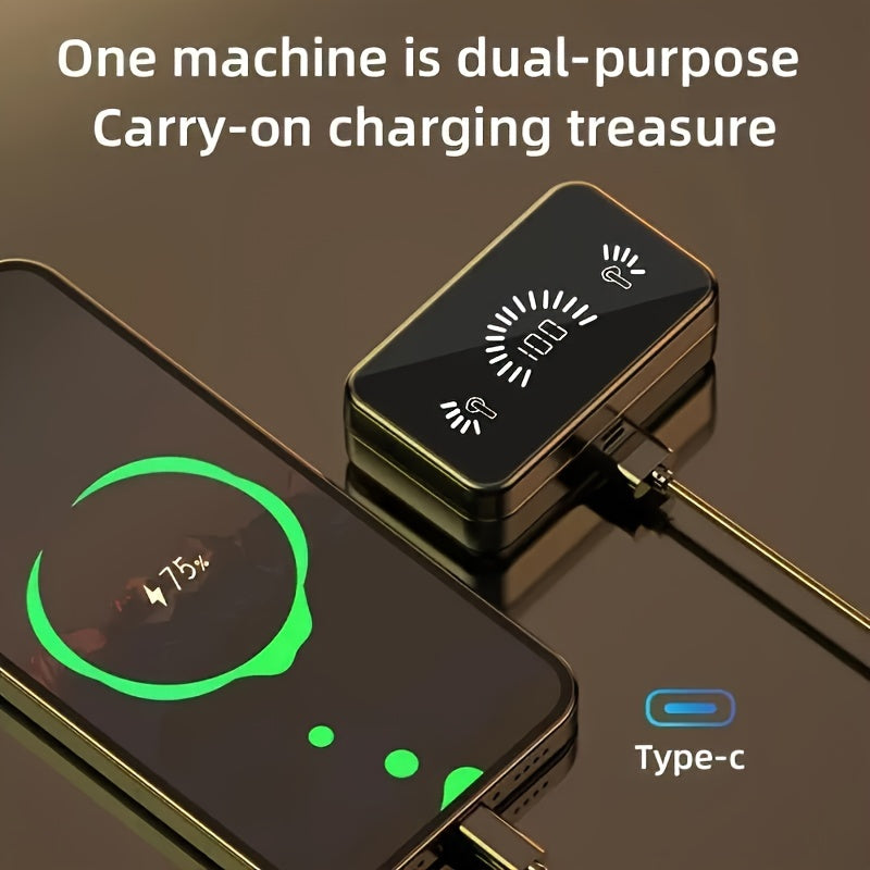 TWS Беспроводные наушники-вкладыши с сенсорным управлением, LED-дисплеем и открытым дизайном. Совместимы с мобильными телефонами для игр и взрослых. Зарядка через USB Type-C, конденсаторный микрофон и управление мультимедиа.