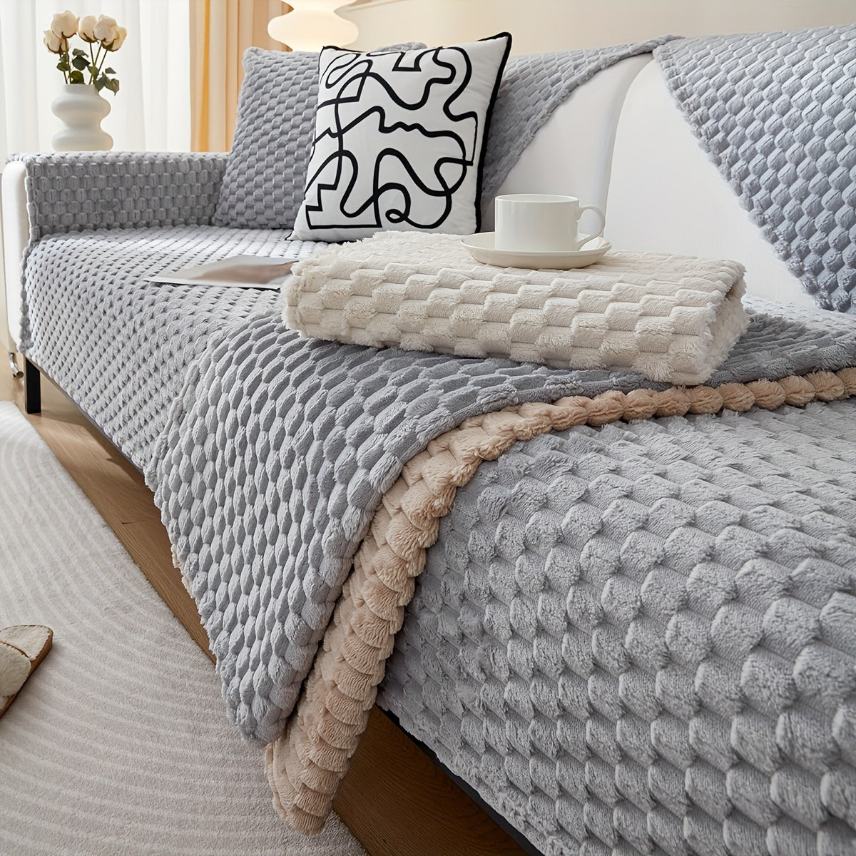 Чехол на диван из полиэстера для кресла до секционного, нескользящий, царапиноустойчивый, моющийся в машине, домашний декор