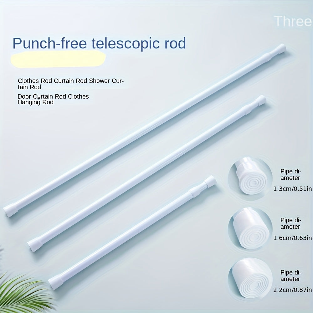Adjustable Tension Curtain Rod with Anti-Slip Base Waterproof Easy Installation for Home and Bathroom