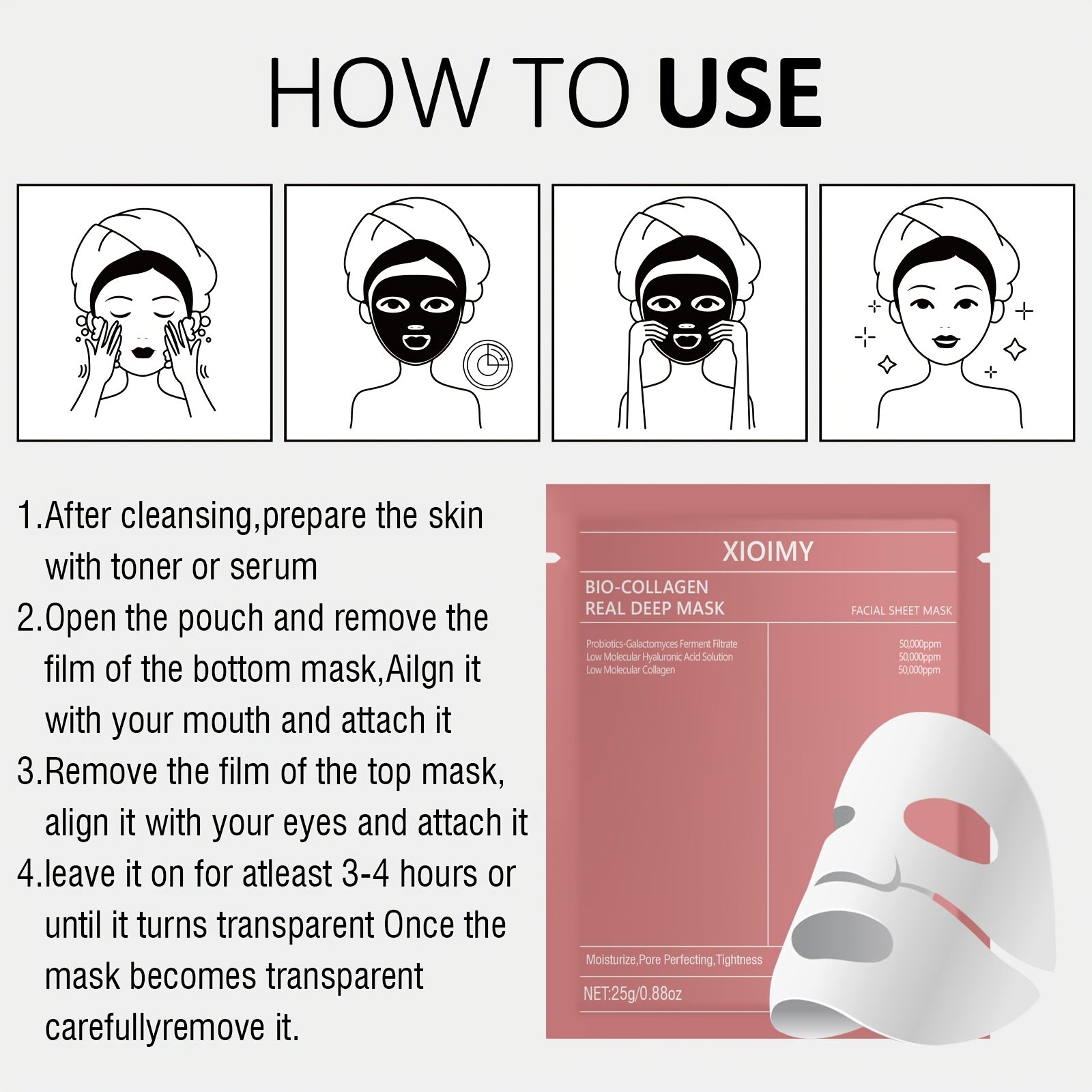 10pcs Bio-Collagen Facial Masks Moisturizing Brightening for All Skin Types