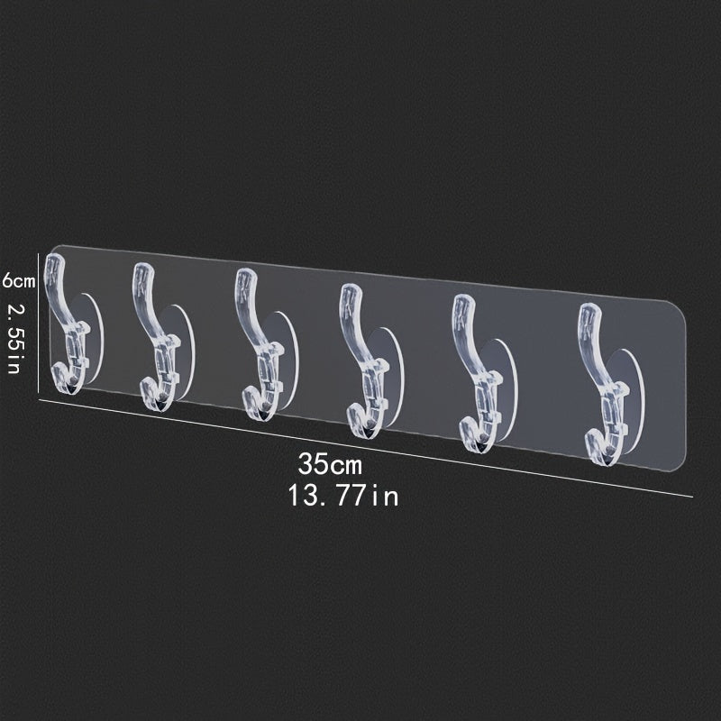Juego de seis ganchos adhesivos transparentes para baño, impermeables y resistentes, dorados y plateados, soporte de almacenamiento detrás de la puerta