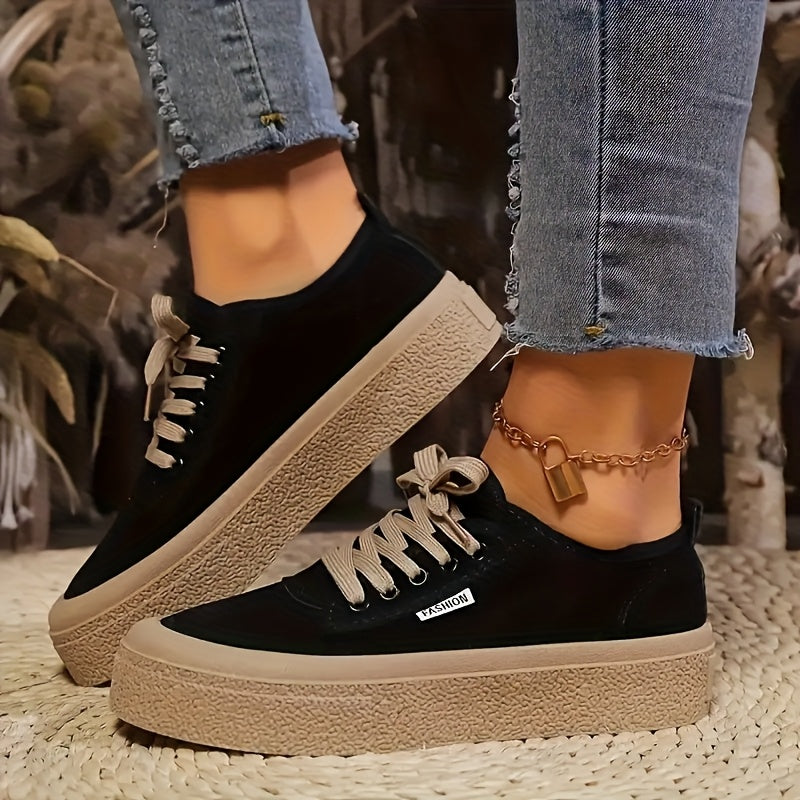 Women's Fashion Sneakers Low Top Lace-Up Athletic Shoes Canvas Comfortable Fit