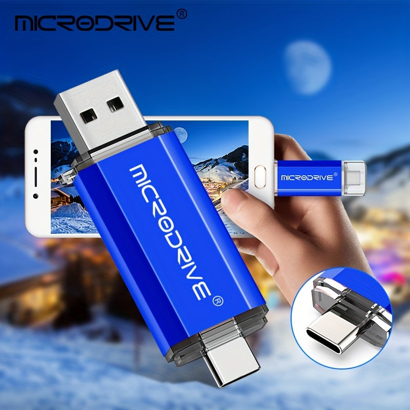 32GB, 64GB va 128GB o'lchamlarida mavjud bo'lgan yuqori tezlikdagi USB Type-C Microdrive.