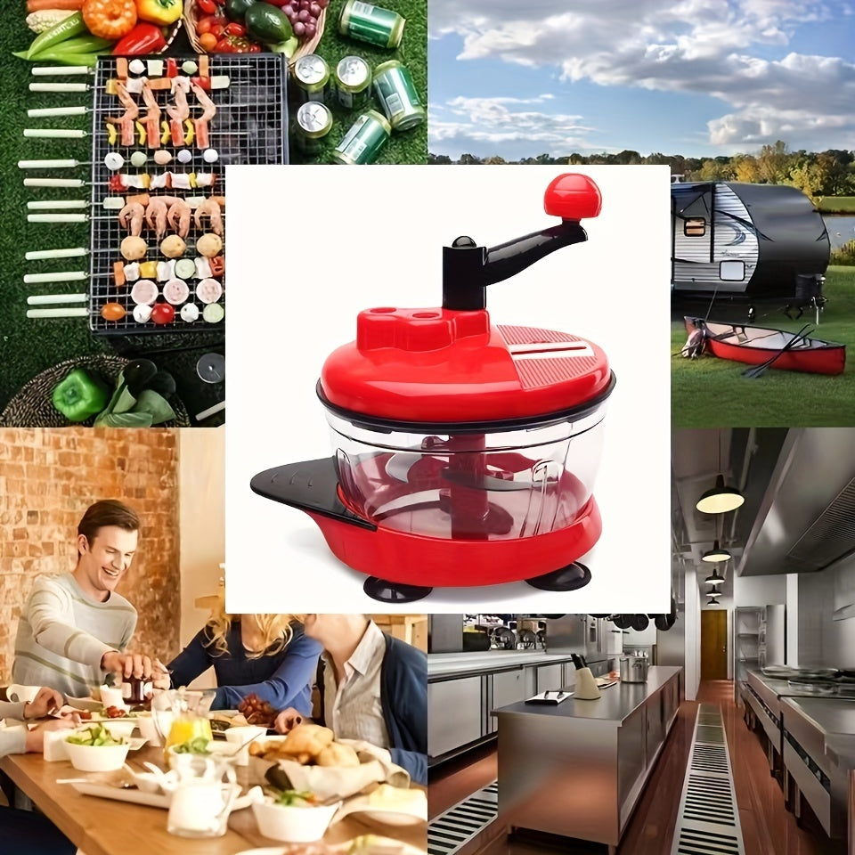 RV oshxona uchun PVC plastmassadan tayyorlangan ko‘p funksiyali qo‘lda sabzavot va sarimsoq maydalagich.