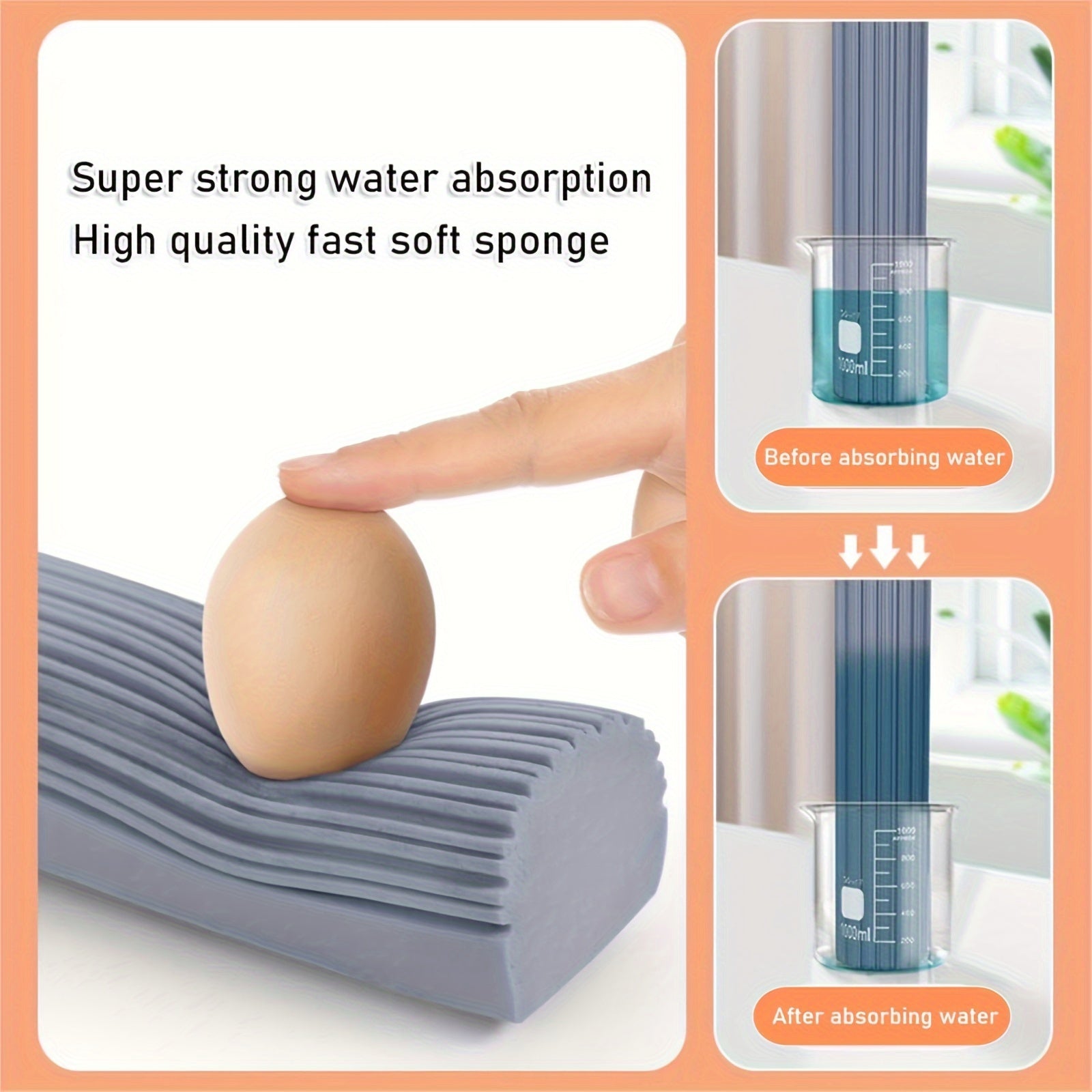 Rubber Telescopic Sponge Mop with Hand-Washing Self-Squeezing for Kitchen and Living Room