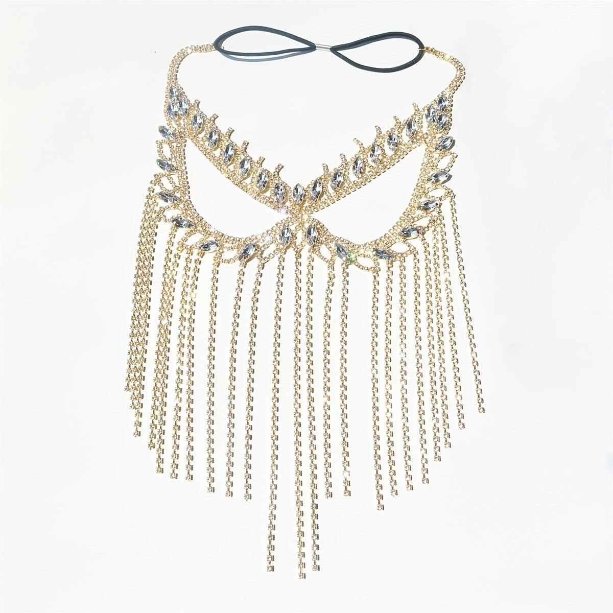 Masquerade Mask with Long Tassel Rhinestones for Bridal Wedding Accessories