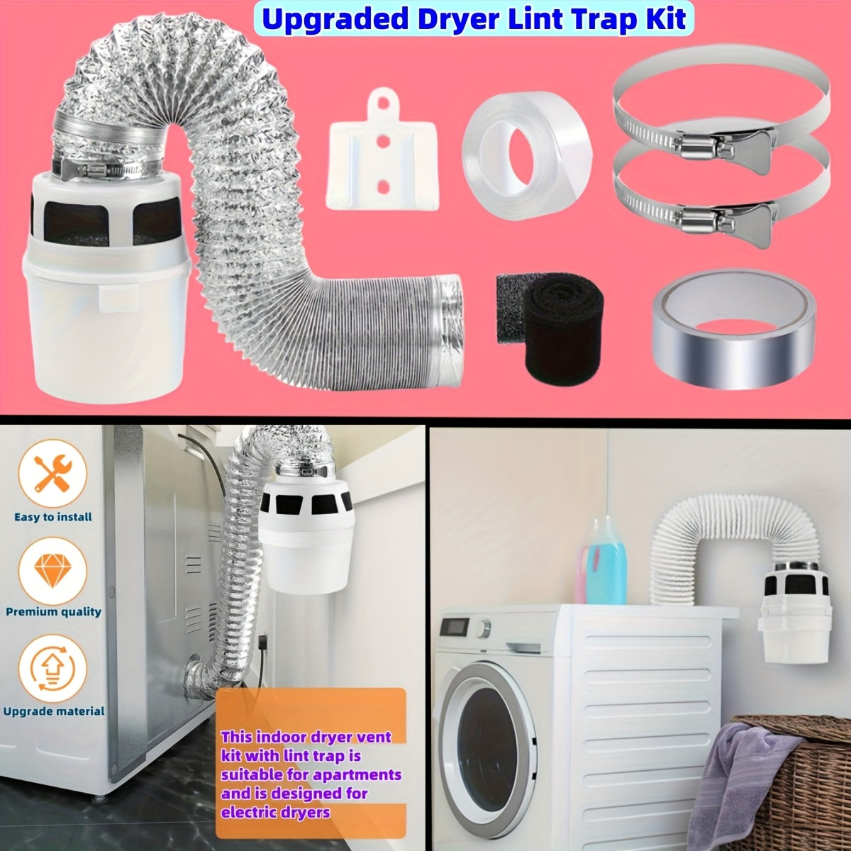 Комплект для ловушки ворса сушилки, гибкая вентиляционная система с фильтрующим цилиндром