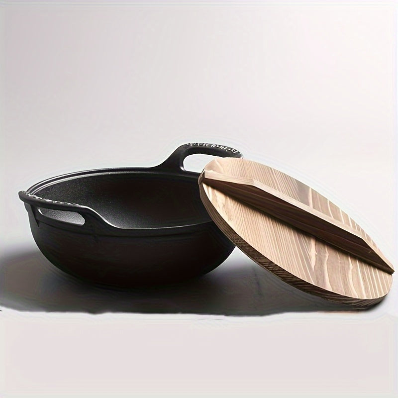 Cast Iron Skillet Durable Uncoated Pot for Stews Soups Induction Cooktop