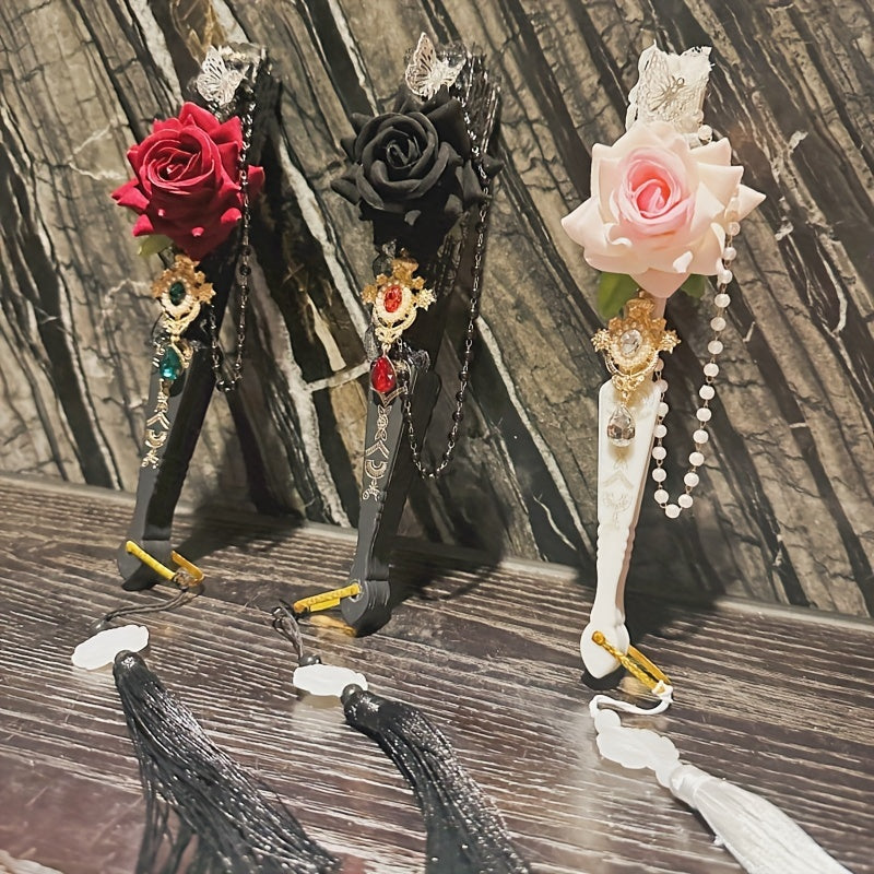 Black Lace Handheld Fan for Women Summer Party and Dance