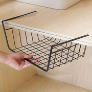 Black Cast Iron Kitchen Organizer with Towel Holder and Hanging Basket Shelf