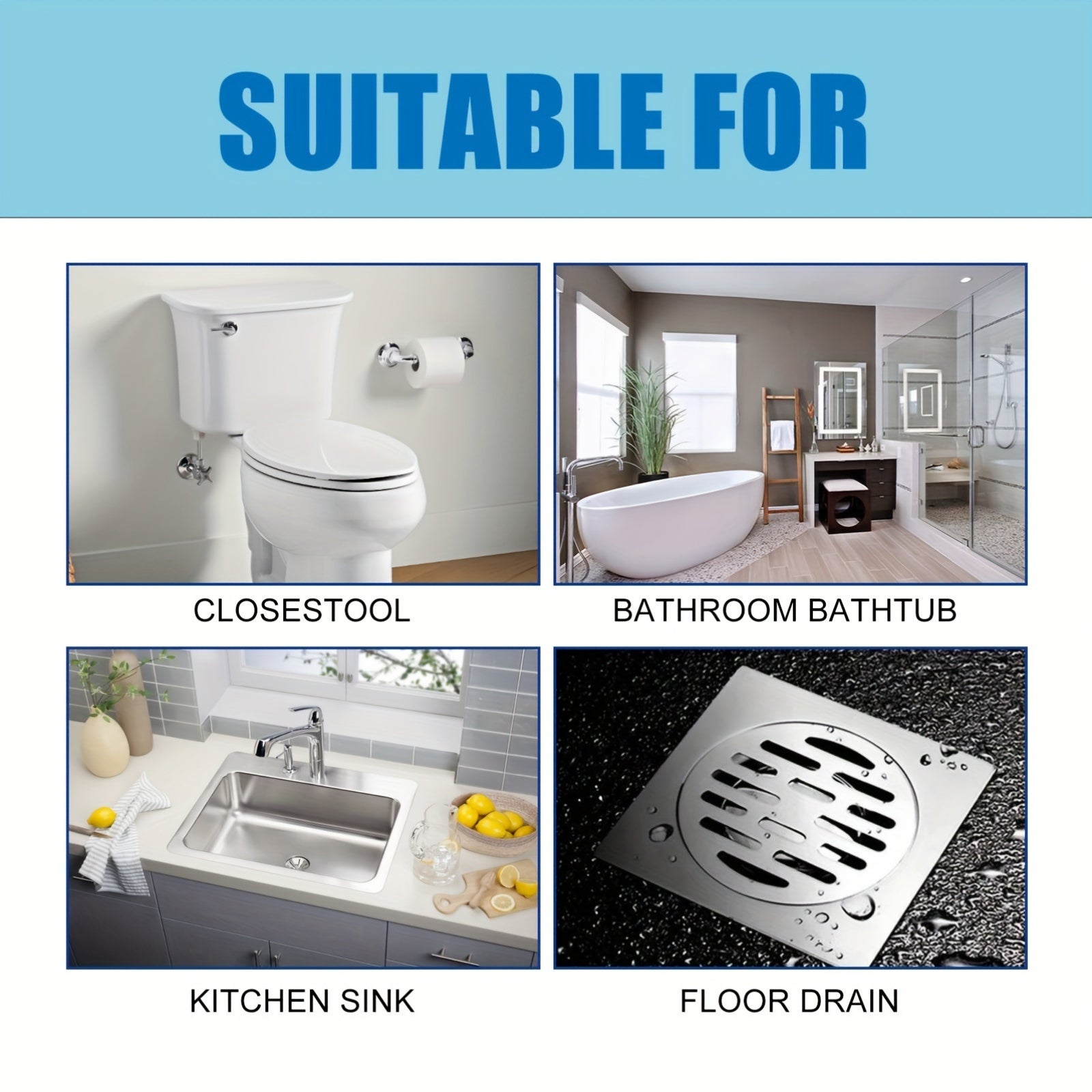 Drain Cleaner 1L Anti-Clog Foaming Pipe Unclogger for Kitchen Sink and Toilet