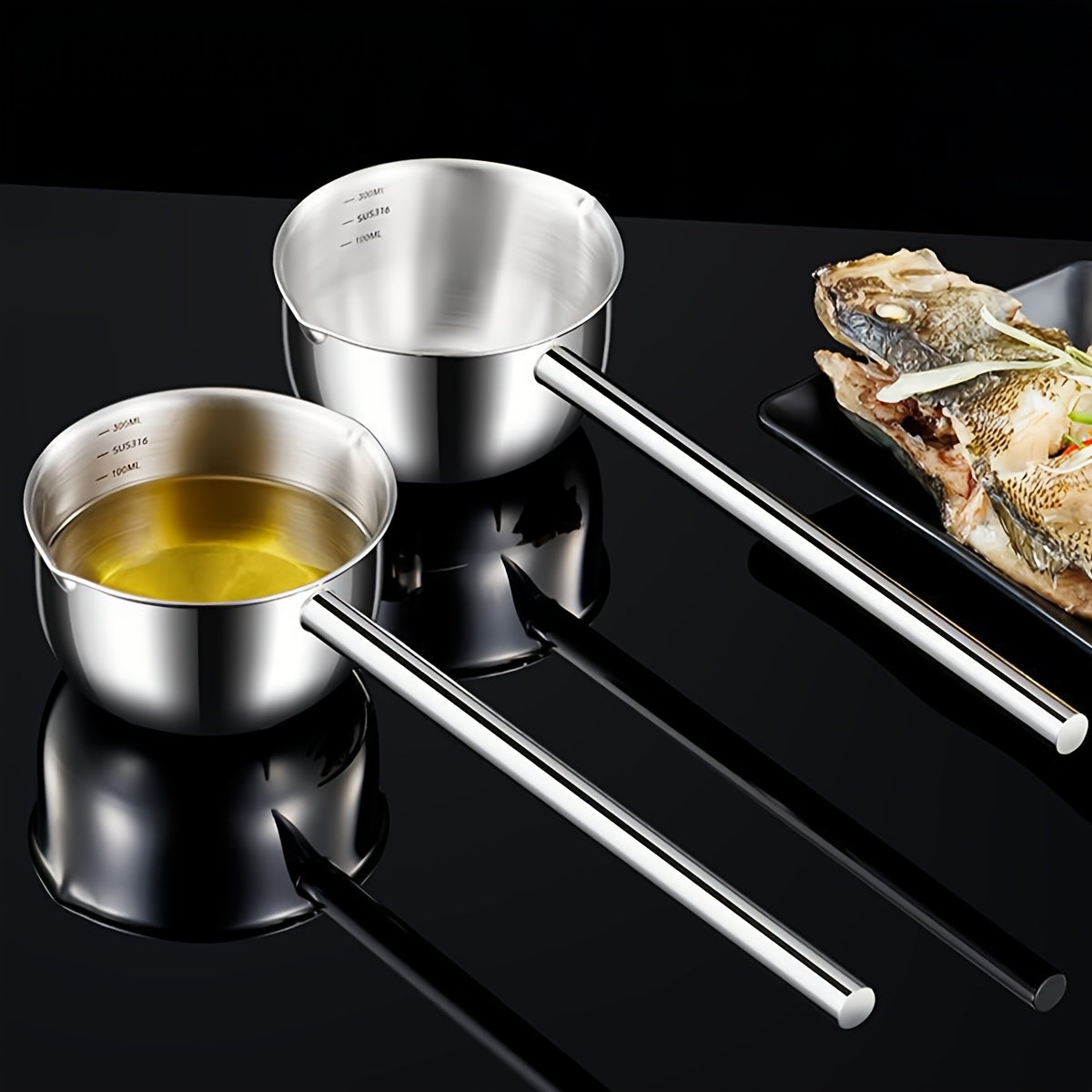 Small Stainless Steel Butter Melting Pot with Extended Handle for Heating Oil and Sauces