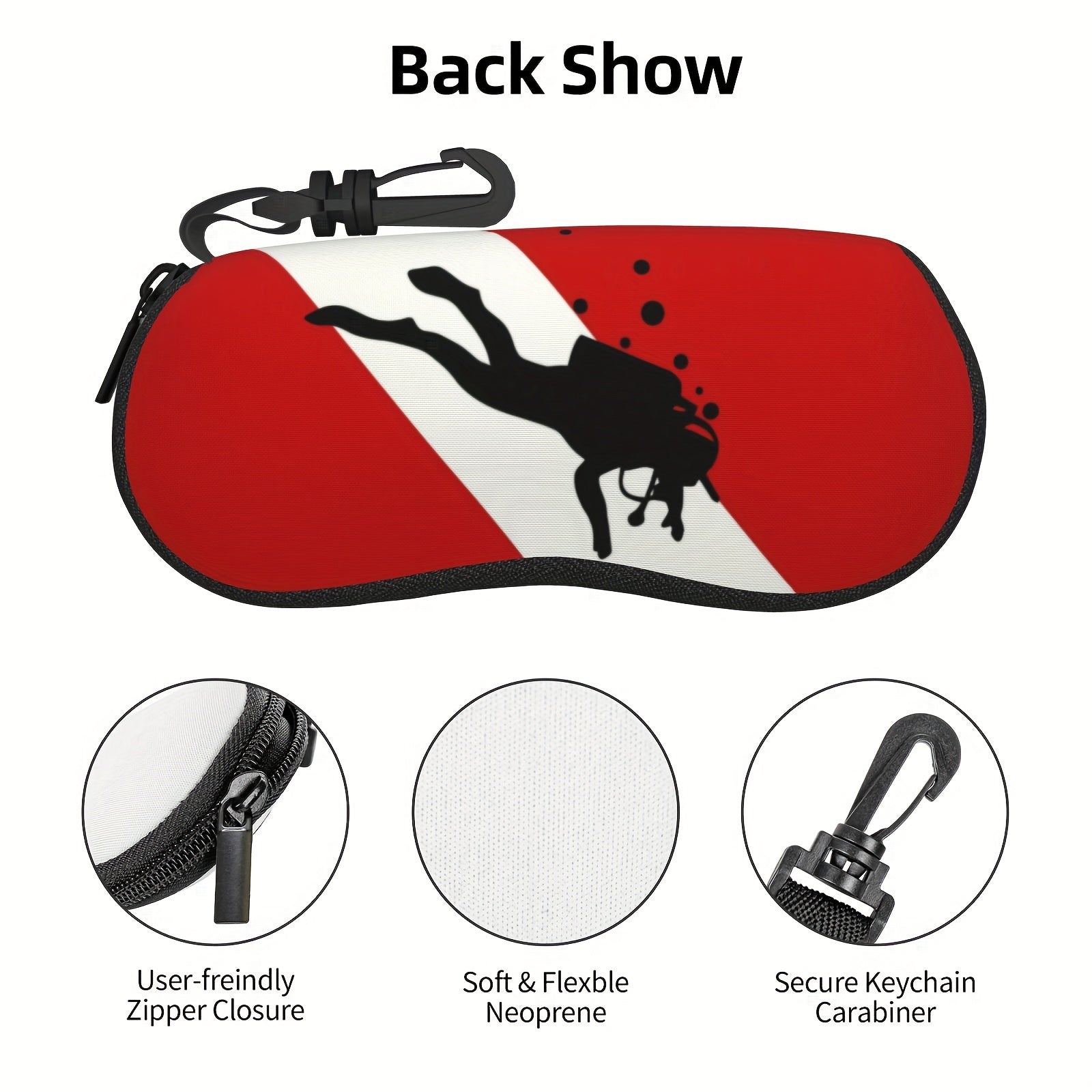 Waterproof Neoprene Eyewear Case with Keychain for Men and Women