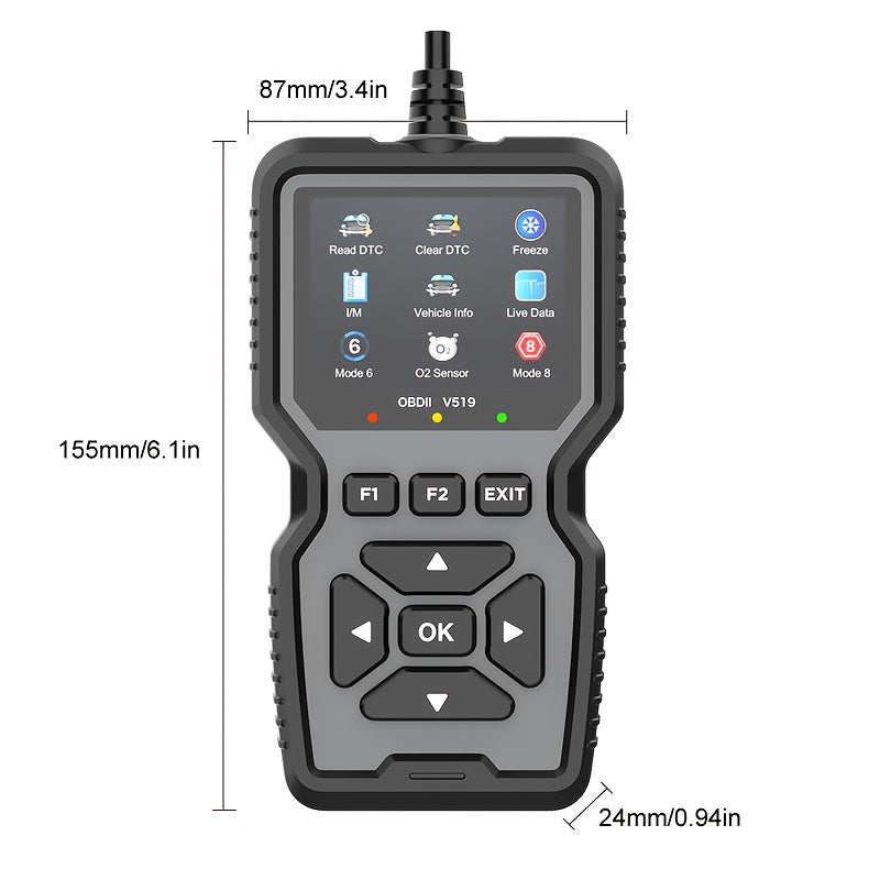 OBD2 Diagnostic Scanner Tool USB Car Engine Fault Code Reader Battery Tester Supports 10 Languages
