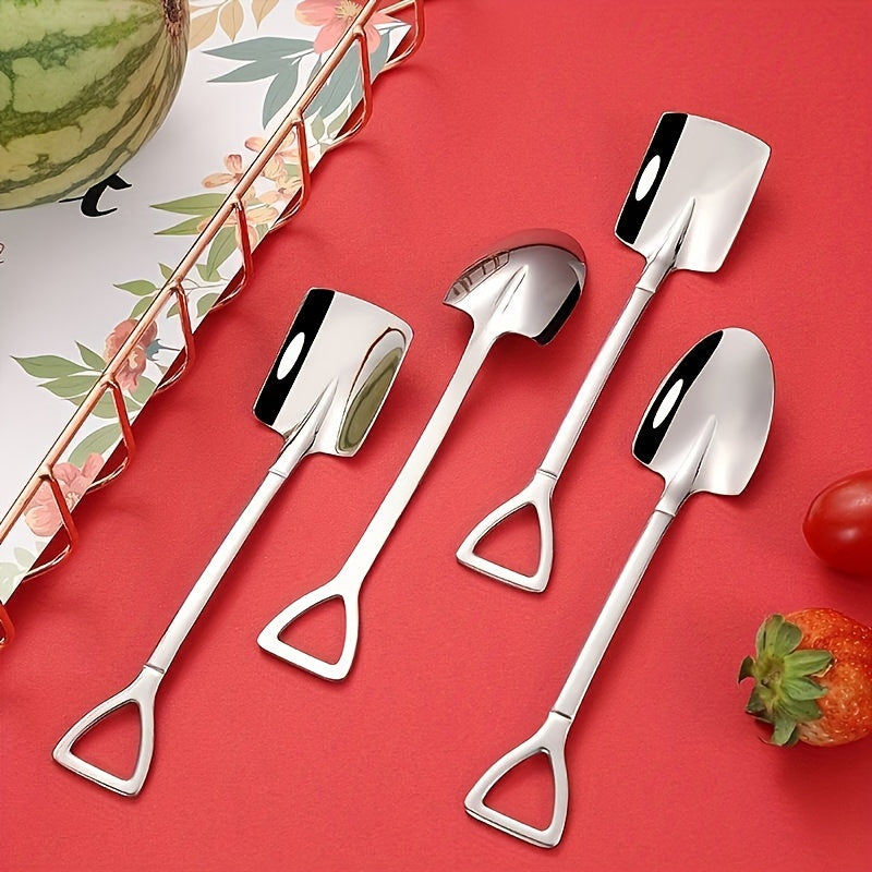 Set of 4 Stainless Steel Spoons Watermelon Dessert Ice Cream Scoops Durable Portable