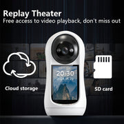 Security Camera with 7.11cm IPS Screen Two-Way Audio Elderly Monitoring USB Powered