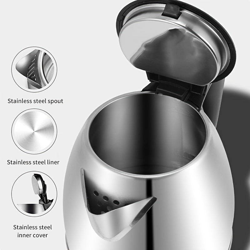 Electric Kettle Stainless Steel Black Lid 220V 1500W EU Plug