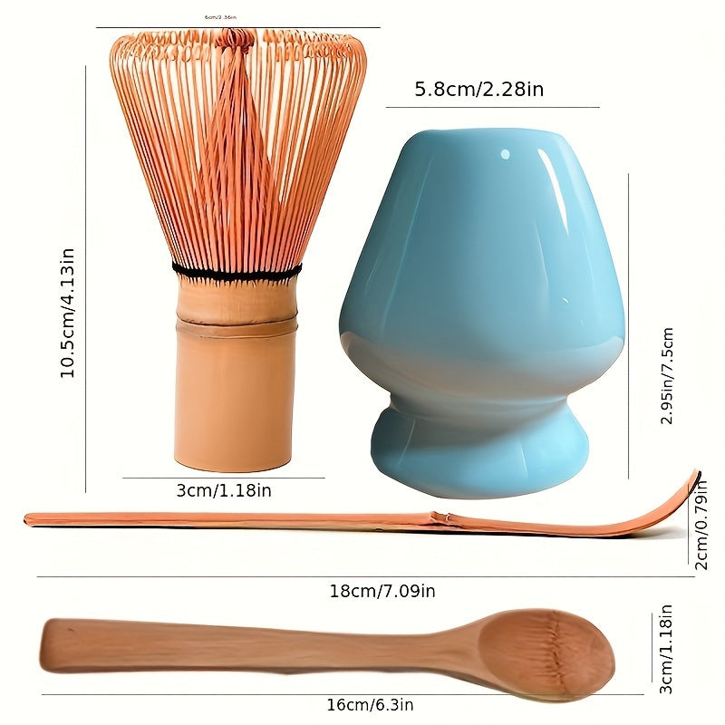 Matcha Tea Set with Bamboo Spoon, Traditional Matcha Preparation, Multiple Colors