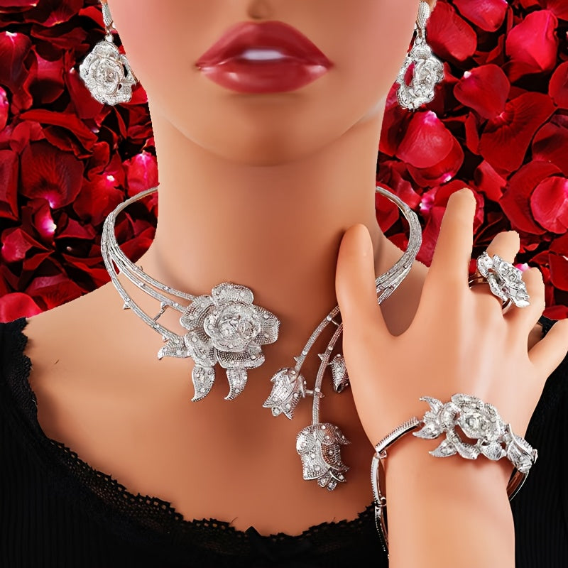 Women's Jewelry Set 5-Piece Rose Gold Valentine's Day Gift for Holiday and Party